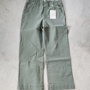 Olive Stretched Twill Chinos Flare Pant - Medium NWT
